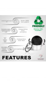 Stainless Steel Couscoussier with Stone-Effect Coating – 12L - Image 4